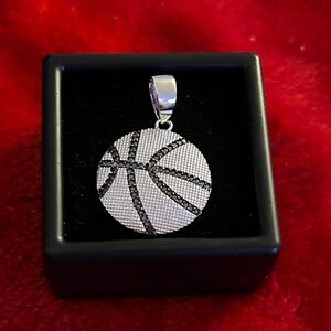 Silver‎ Basketball Pendant Necklace